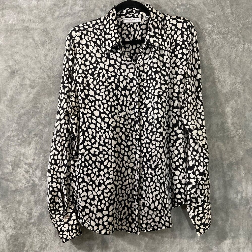 Valerie Steven’s 100% Silk Button Up Blouse top women’s Size 14 career Artsy